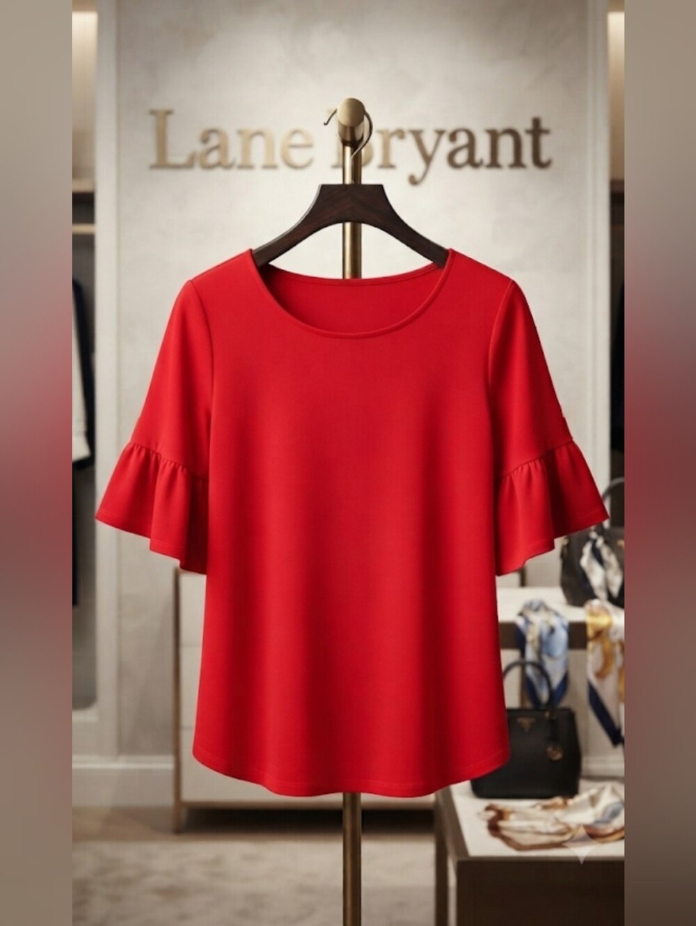 Lane Bryant Vibrant Red Flutter Sleeve Top (Size 18/20)